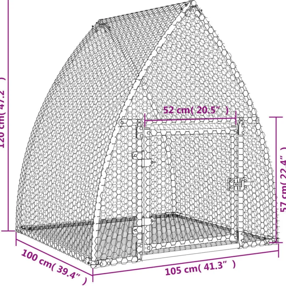 vidaXL Conejera acero galvanizado plateado 105x100x120 cm New