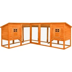 vidaXL Productos Para Mascotas-Conejera de exterior con corredor madera maciza abeto marrón