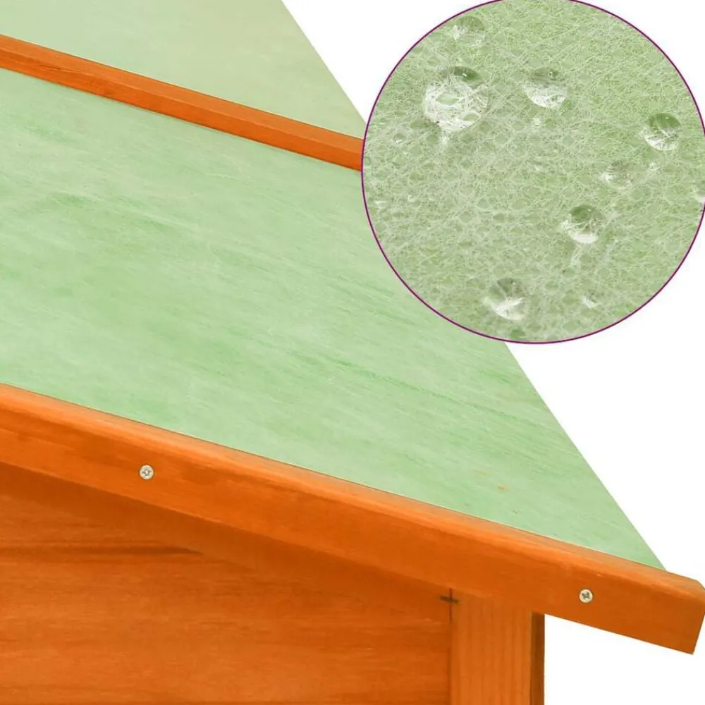 vidaXL Productos Para Mascotas-Conejera de exterior con corredor madera maciza abeto marrón
