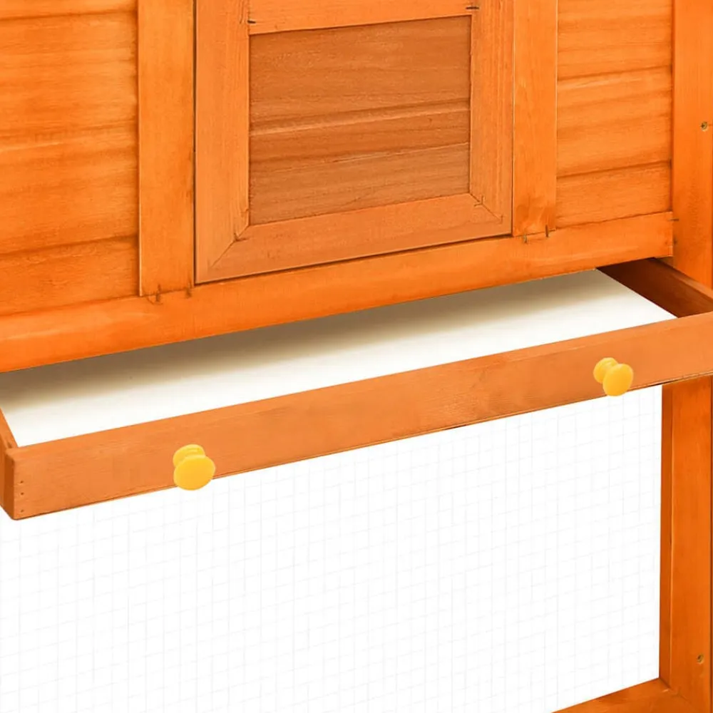 vidaXL Productos Para Mascotas-Conejera de exterior con corredor madera maciza abeto marrón