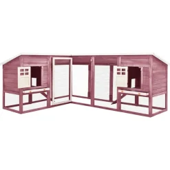 vidaXL Conejera de exterior con corredor madera de abeto y blanco Moca Best