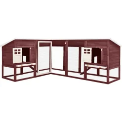 vidaXL Conejera de exterior con corredor madera de abeto y blanco Moca Best