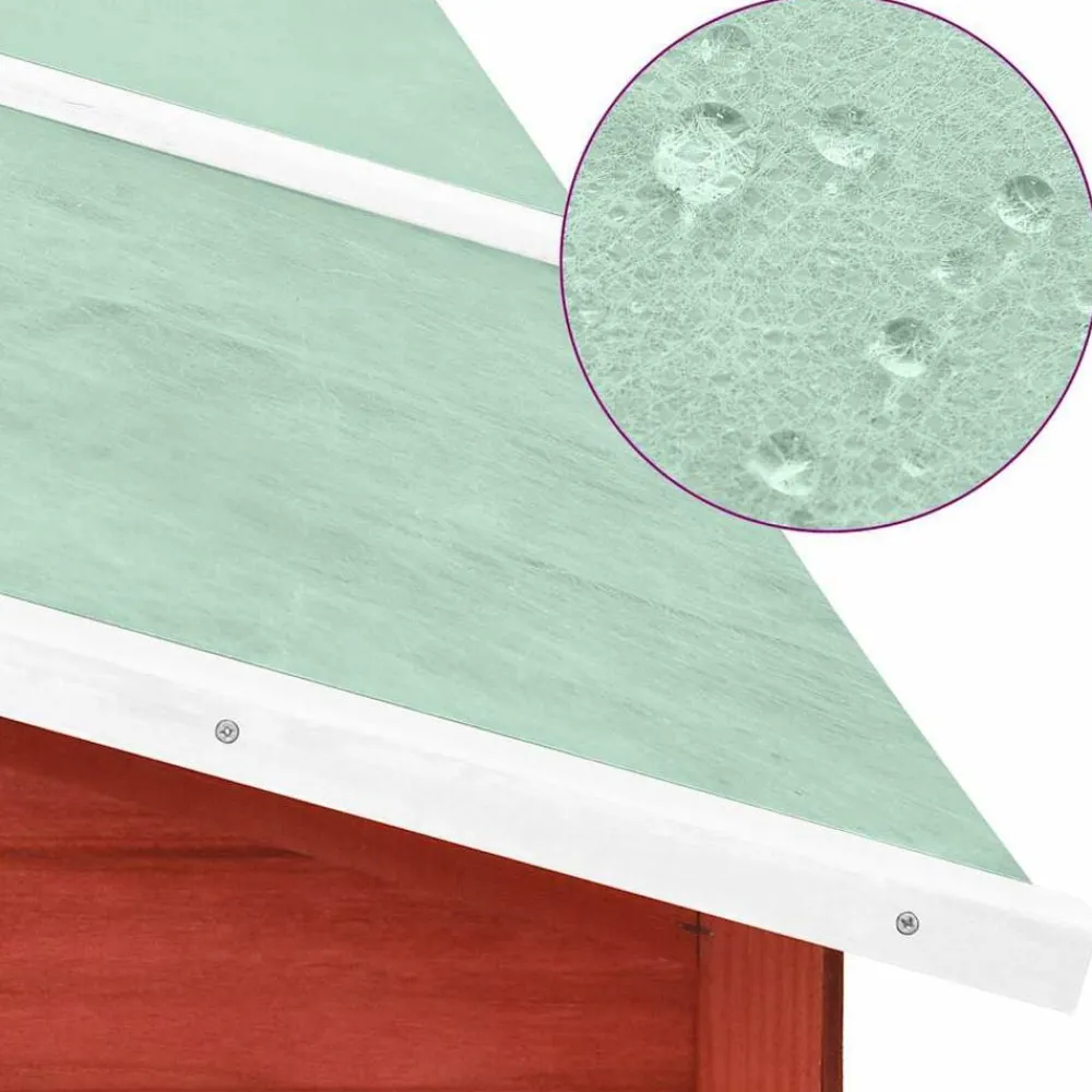 vidaXL Conejera de exterior con corredor madera de abeto Rojo y blanco
