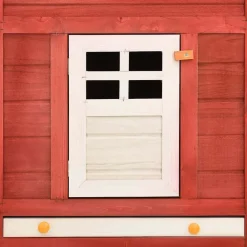 vidaXL Conejera de exterior con corredor madera de abeto Rojo y blanco