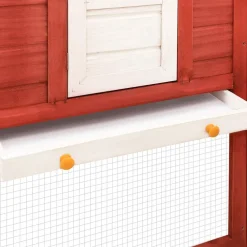 vidaXL Conejera de exterior con corredor madera de abeto Rojo y blanco