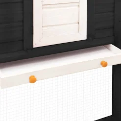 vidaXL Conejera de exterior con corredor madera de abeto Gris y blanco Sale