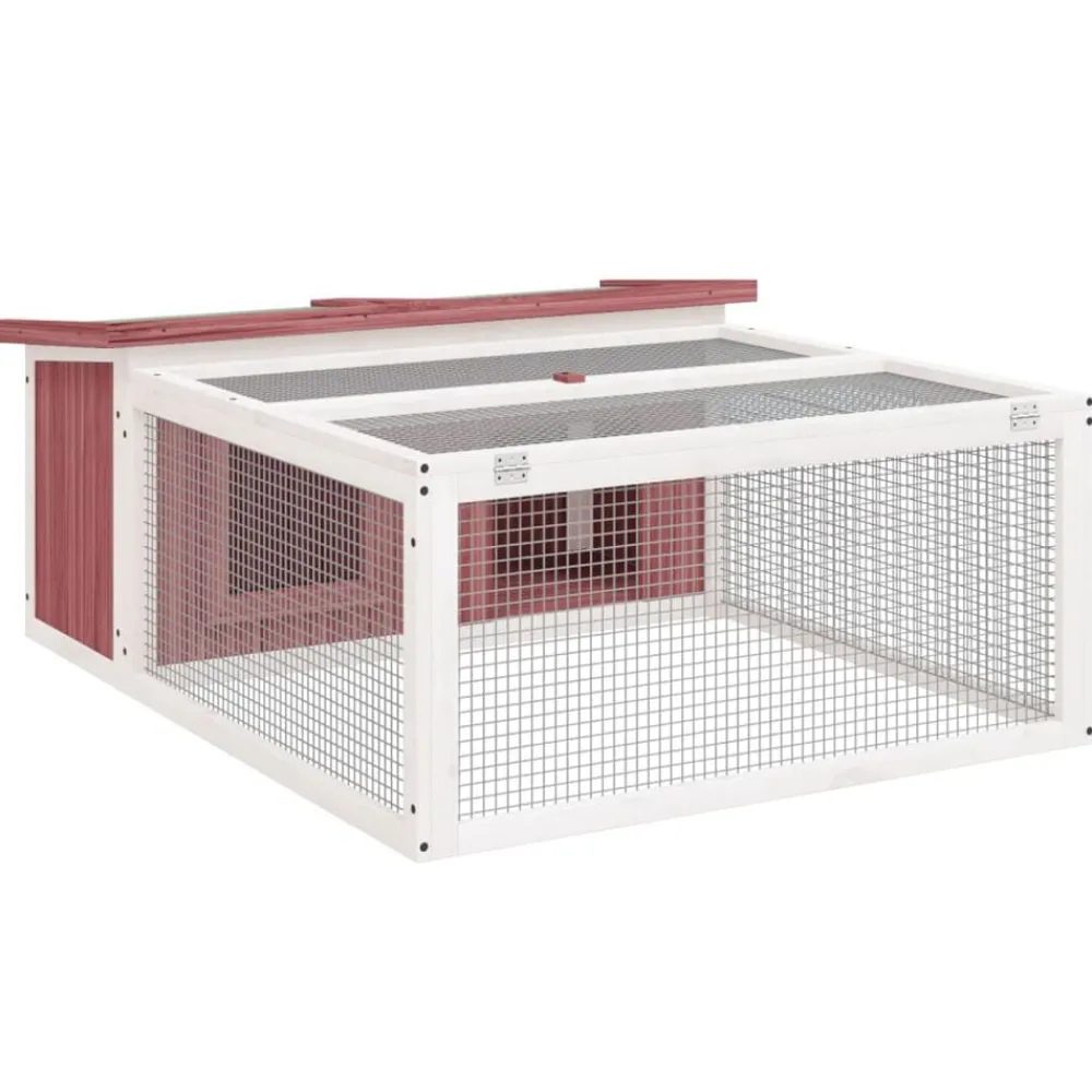 vidaXL Conejera de madera maciza de pino 117,5x97x47,5 cm Moca New