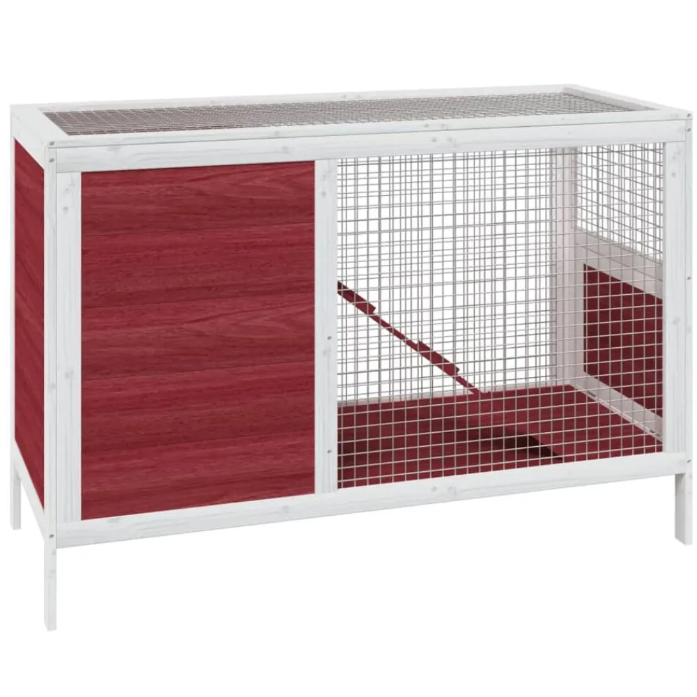 vidaXL Productos Para Mascotas-Conejera de madera maciza de pino mocha 103x44x69,5 cm
