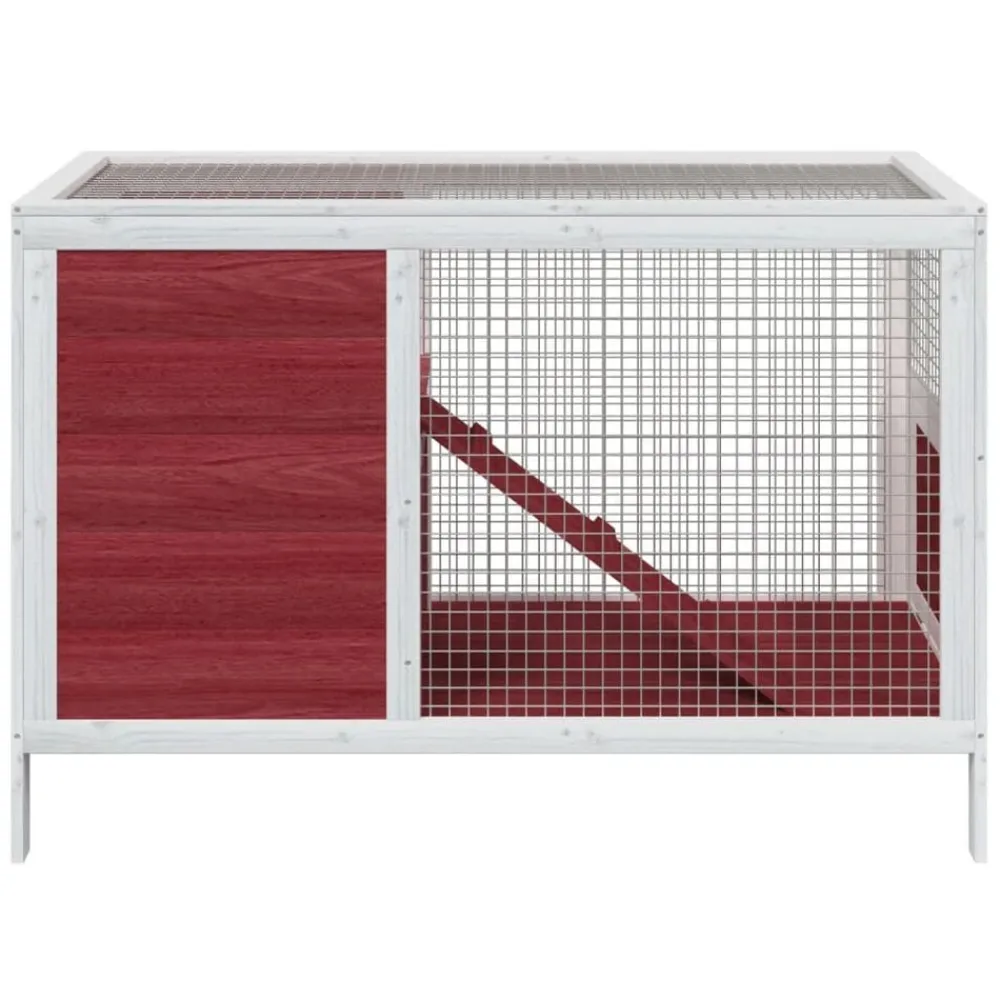 vidaXL Productos Para Mascotas-Conejera de madera maciza de pino mocha 103x44x69,5 cm