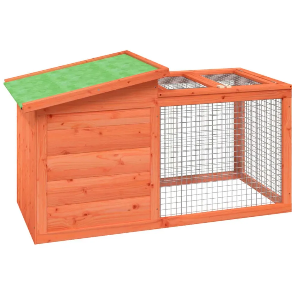 vidaXL Productos Para Mascotas-Conejera de madera maciza de pino marrón 100,5x54x55 cm