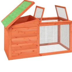 vidaXL Productos Para Mascotas-Conejera de madera maciza de pino marrón 100,5x54x55 cm