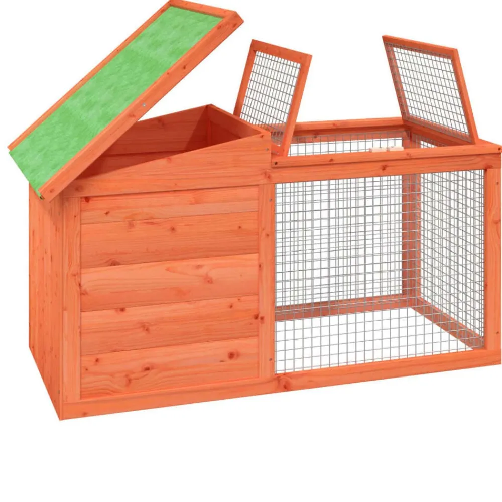 vidaXL Productos Para Mascotas-Conejera de madera maciza de pino marrón 100,5x54x55 cm
