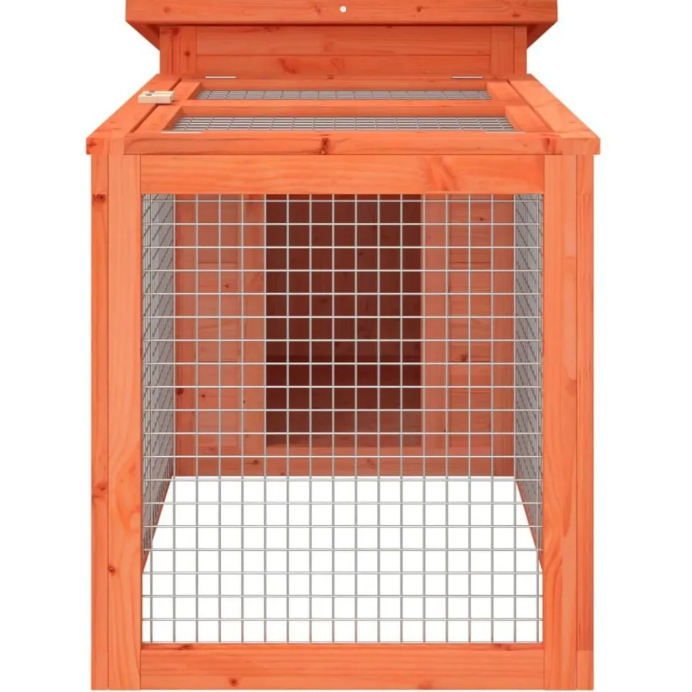 vidaXL Productos Para Mascotas-Conejera de madera maciza de pino marrón 100,5x54x55 cm