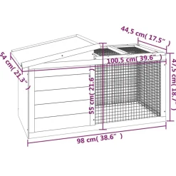 vidaXL Productos Para Mascotas-Conejera de madera maciza de pino marrón 100,5x54x55 cm