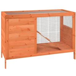 vidaXL Conejera de madera maciza de pino marrón 103x44x69,5 cm Marrón