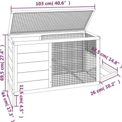 vidaXL Conejera de madera maciza de pino marrón 103x44x69,5 cm Marr&oacute;n