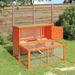 vidaXL Conejera de madera maciza de pino marrón 102x90x84,5 cm Marr&oacute;n Best