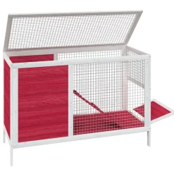 vidaXL Conejera de madera maciza de pino roja 103x44x69,5 cm Rojo New