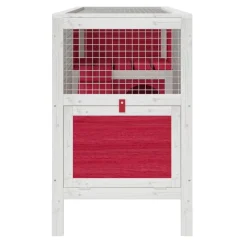 vidaXL Conejera de madera maciza de pino roja 103x44x69,5 cm Rojo New