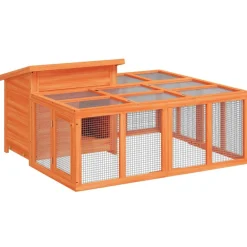 vidaXL Conejera de madera maciza de pino marrón 144x123x67,5 cm Marrón Clearance