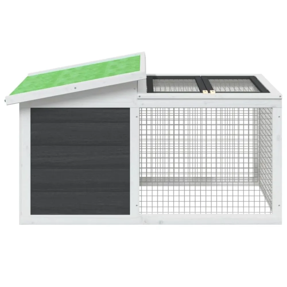vidaXL Conejera de madera maciza de pino 100,5x54x55 cm Gris Discount