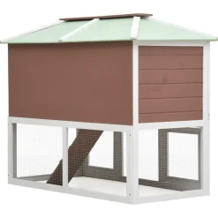 vidaXL Productos Para Mascotas-Conejera jaula de animales con doble piso de madera marrón