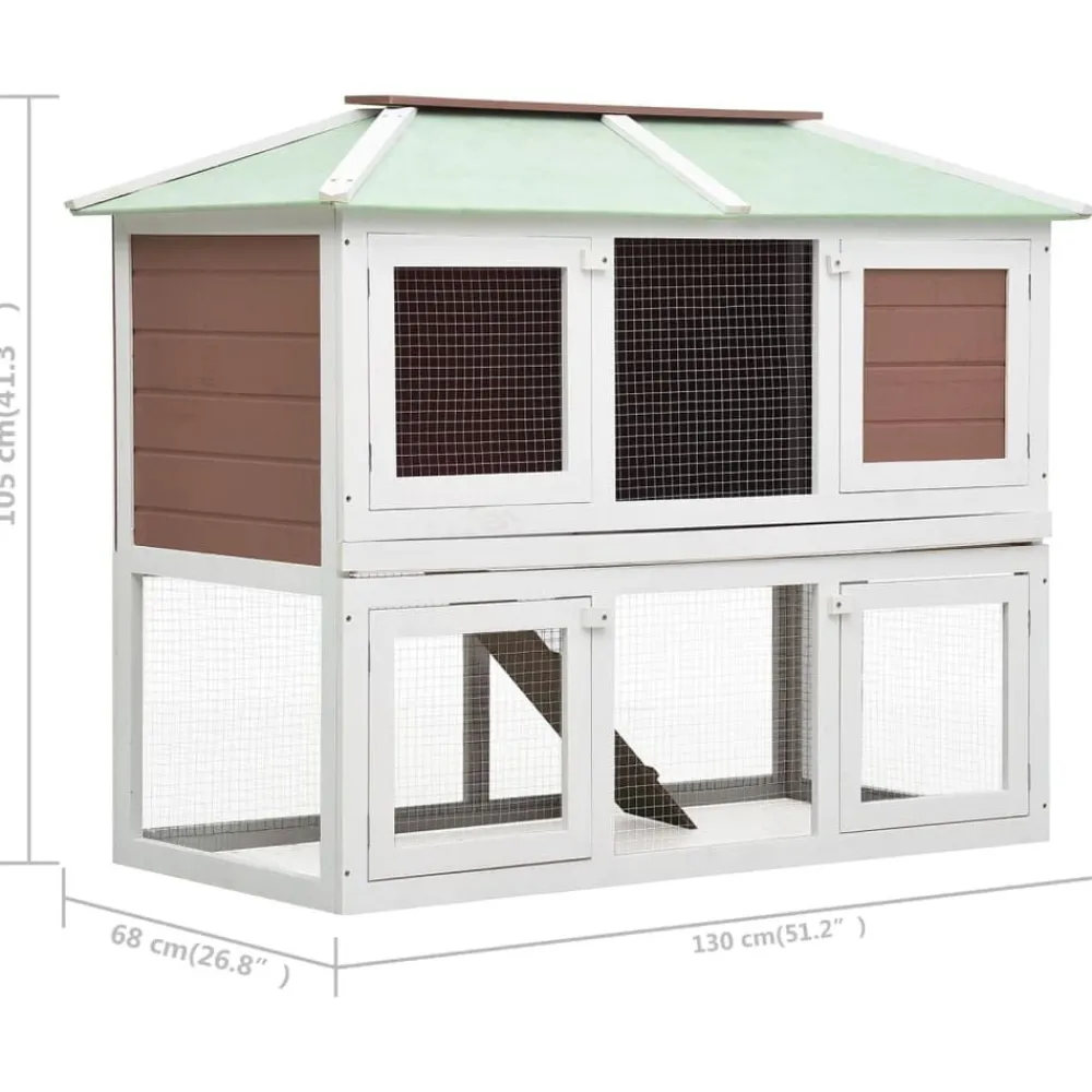 vidaXL Productos Para Mascotas-Conejera jaula de animales con doble piso de madera marrón