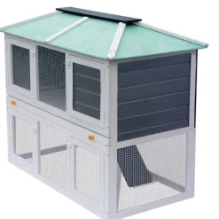 vidaXL Productos Para Mascotas-Conejera jaula de animales con doble piso de madera
