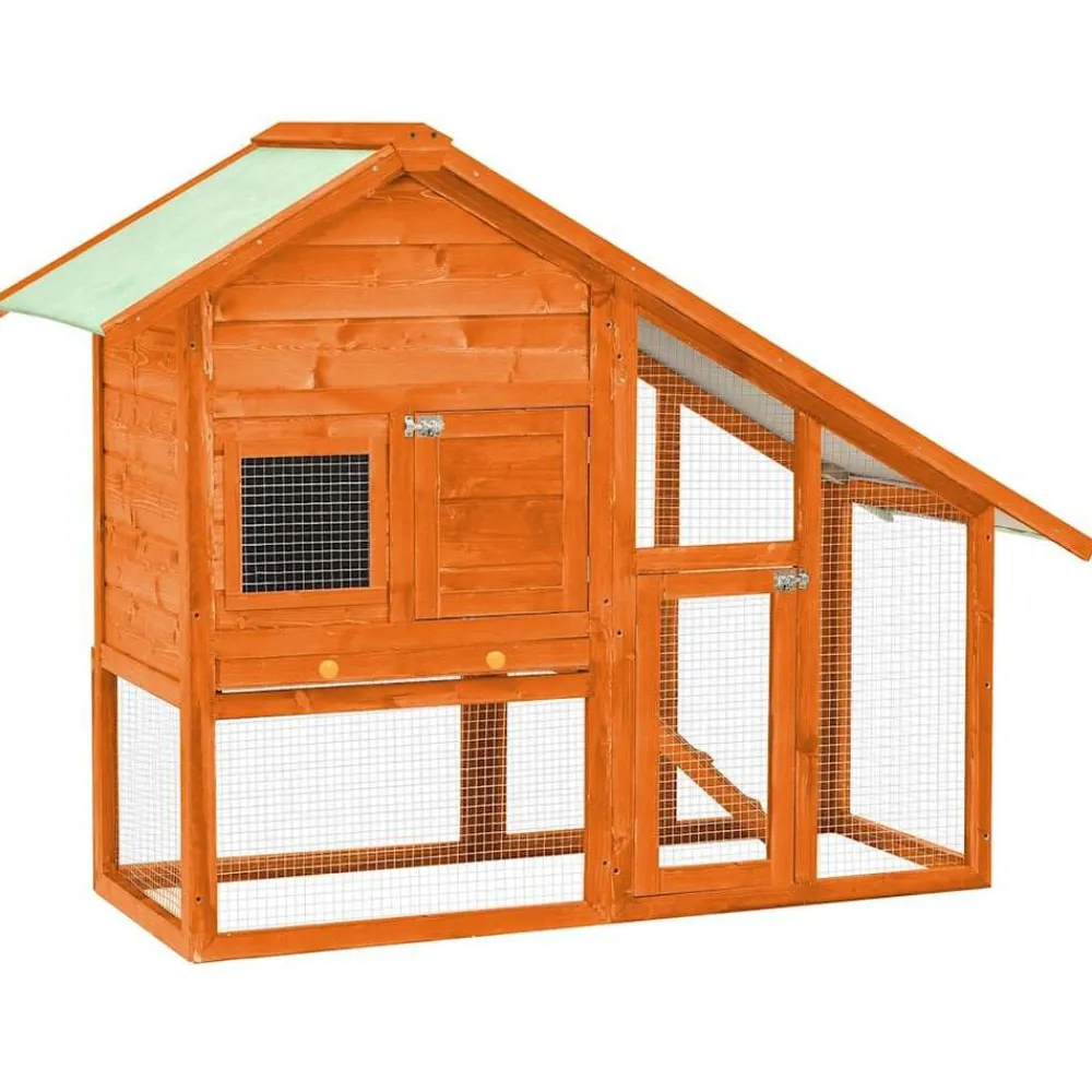 vidaXL Productos Para Mascotas-Conejera madera maciza de abeto 140x63x120 cm