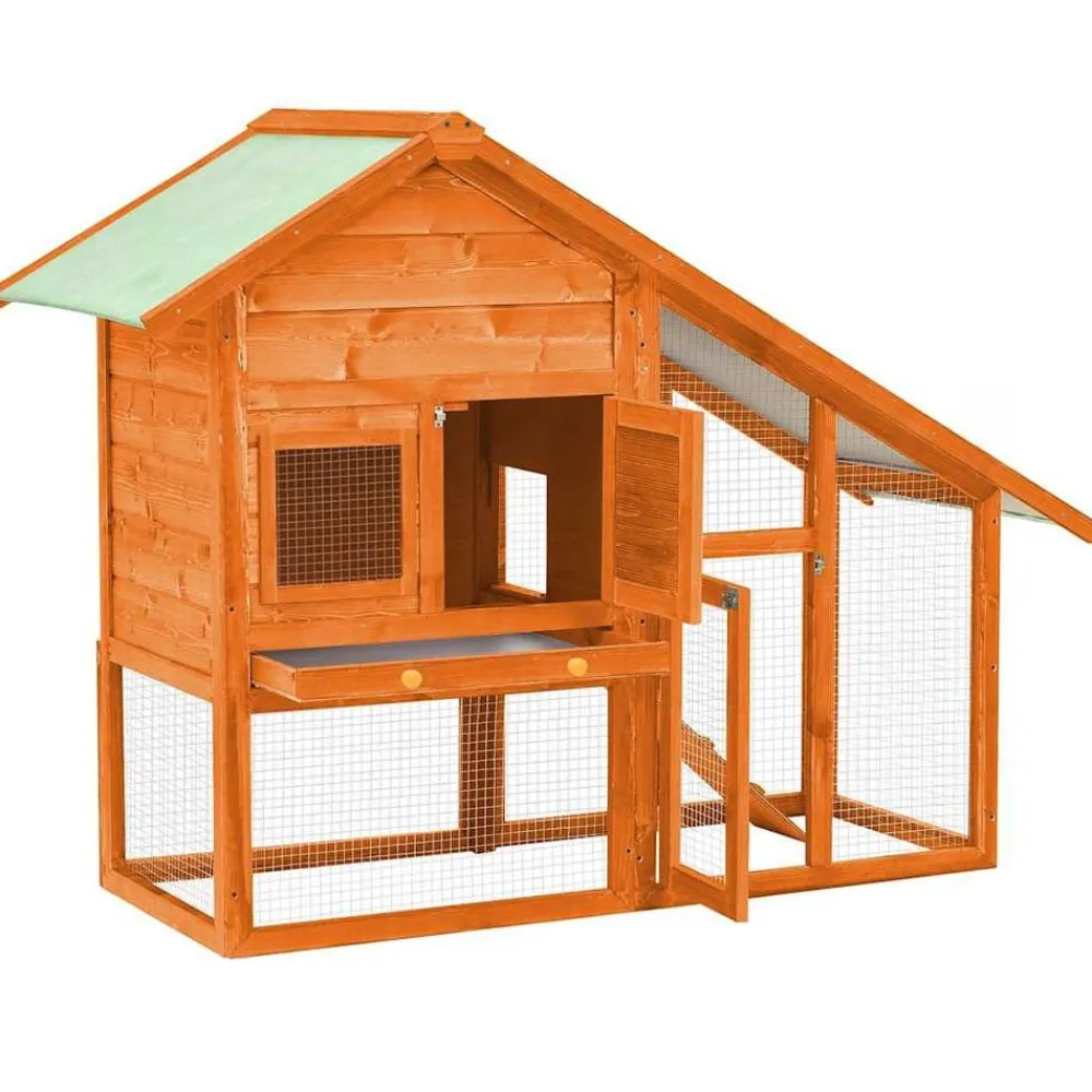 vidaXL Productos Para Mascotas-Conejera madera maciza de abeto 140x63x120 cm