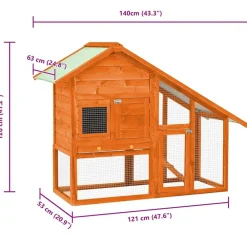 vidaXL Productos Para Mascotas-Conejera madera maciza de abeto 140x63x120 cm