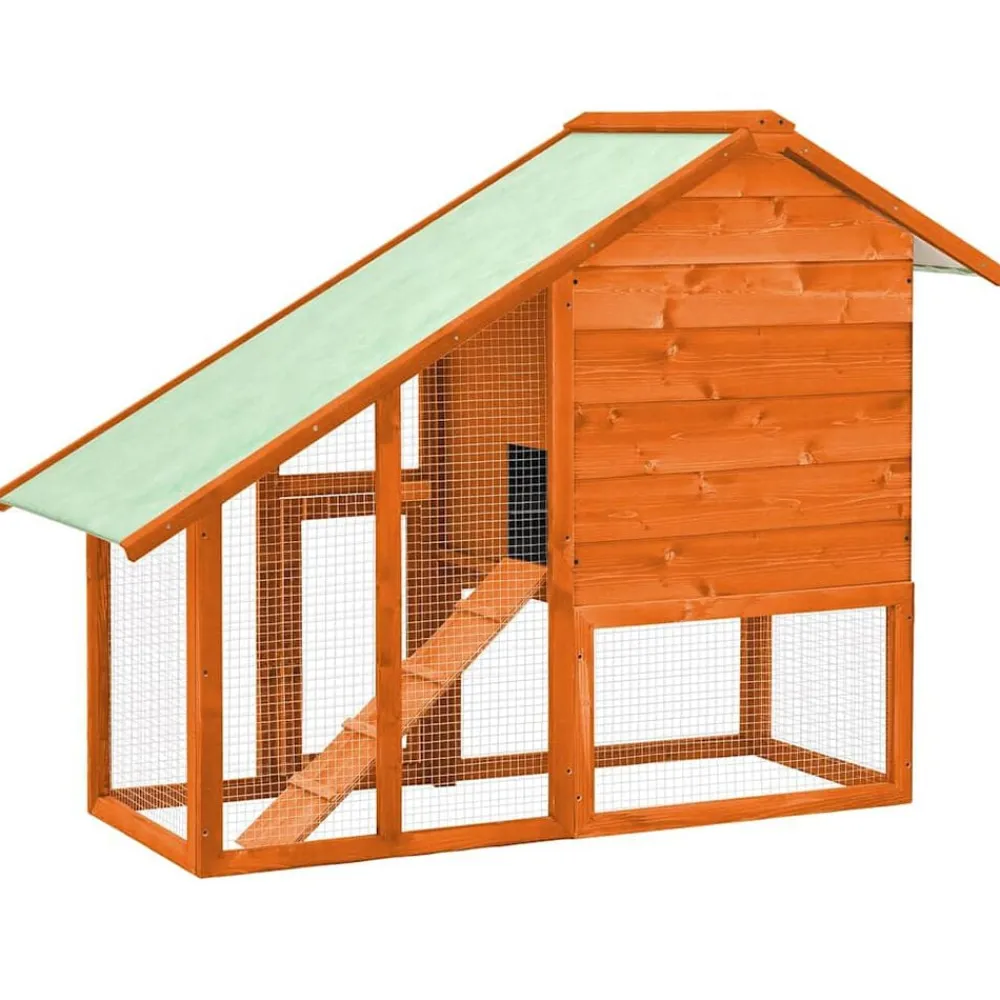 vidaXL Productos Para Mascotas-Conejera madera maciza de abeto 140x63x120 cm