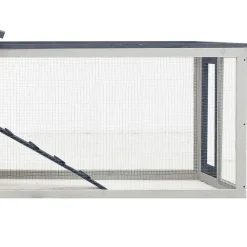 vidaXL Conejera madera maciza pino y abeto 310x70x87 cm Gris Outlet