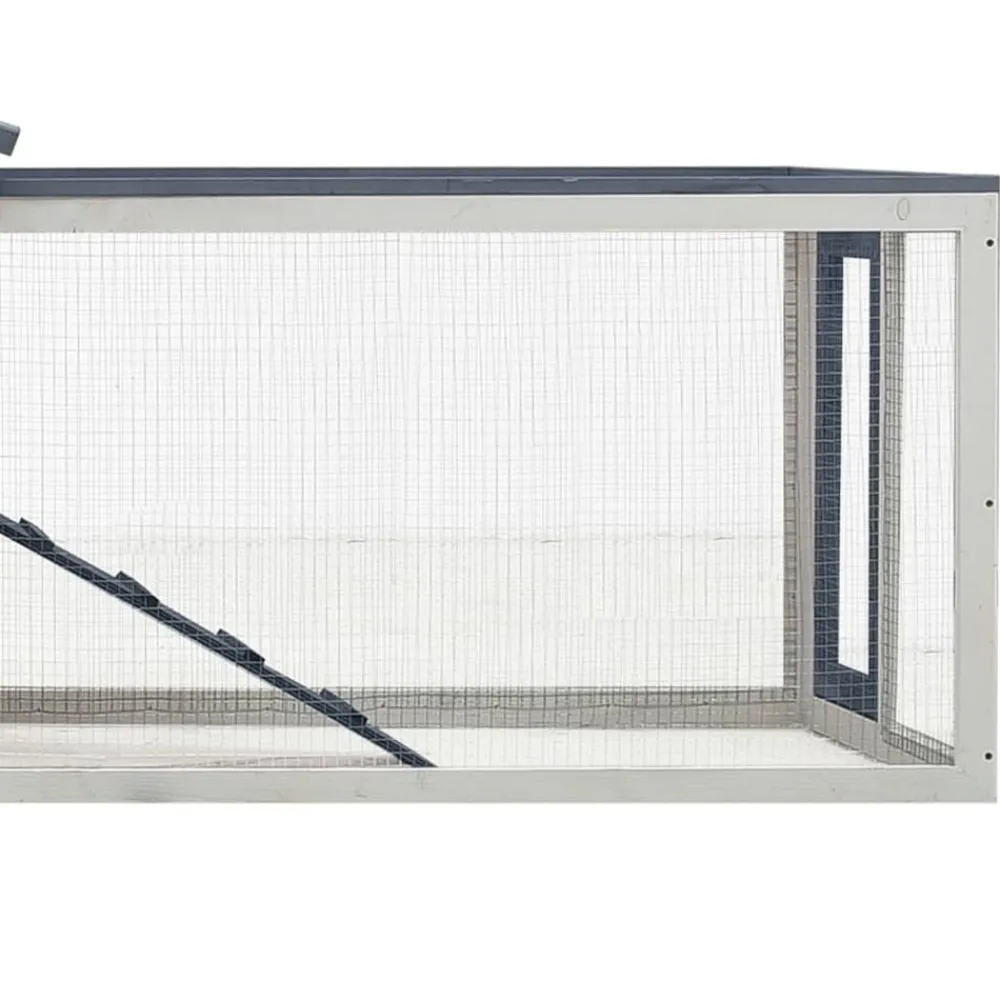 vidaXL Conejera madera maciza pino y abeto 310x70x87 cm Gris Outlet