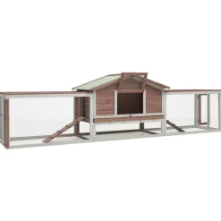 vidaXL Conejera madera maciza pino y abeto color 310x70x87 cm Moca Sale