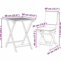 vidaXL Conjunto bistro 3 pcs Aceite Natural Madera de Acacia Sólida Clearance