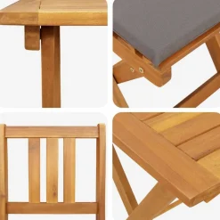 vidaXL Conjunto bistro 3 pcs Aceite Natural Madera de Acacia Sólida Clearance
