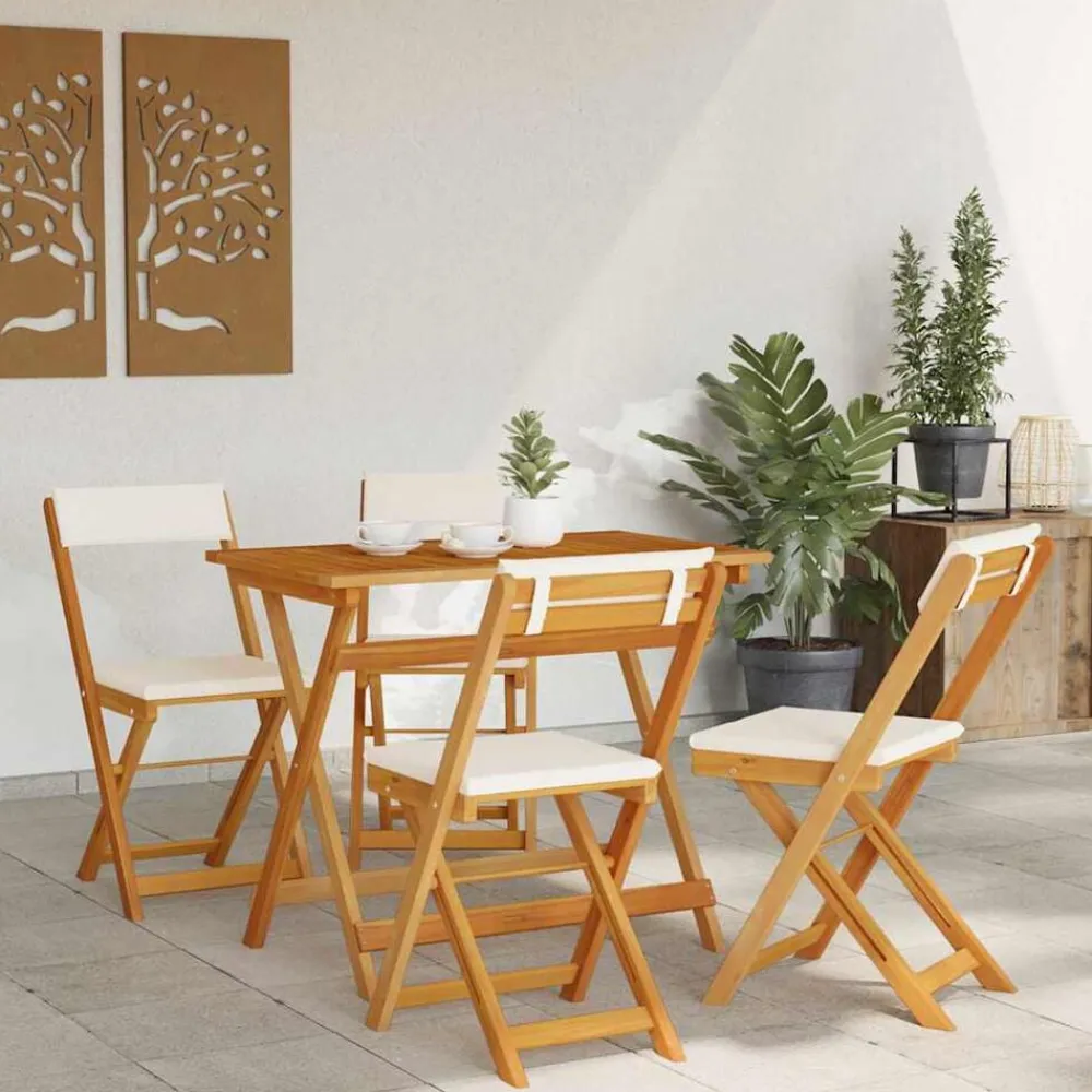 vidaXL Muebles De Jardín-Conjunto bistro 5 pcs Aceite Natural Madera de Acacia Sólida