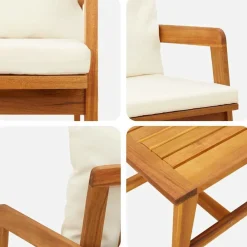 vidaXL Muebles De Jardín-Conjunto bistro con cojín 3 pcs Marrón Madera de Acacia Sólida