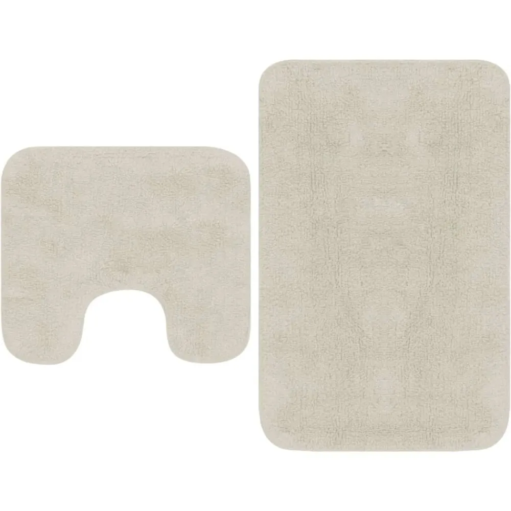 vidaXL Conjunto de alfombrillas de baño de tela 2 piezas Blanco New