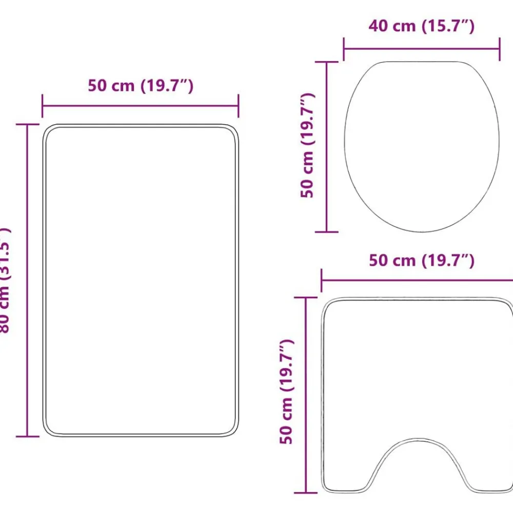 vidaXL Accesorios Para El Baño-Conjunto de alfombra de baño antideslizante 3 pcs PP