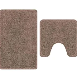 vidaXL Accesorios Para El Baño-Conjunto de alfombra de baño antideslizante 2 pcs Marrón PP