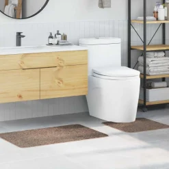 vidaXL Accesorios Para El Baño-Conjunto de alfombra de baño antideslizante 2 pcs Marrón PP