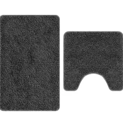 vidaXL Conjunto de alfombra de baño antideslizante 2 pcs Gris oscuro Outlet