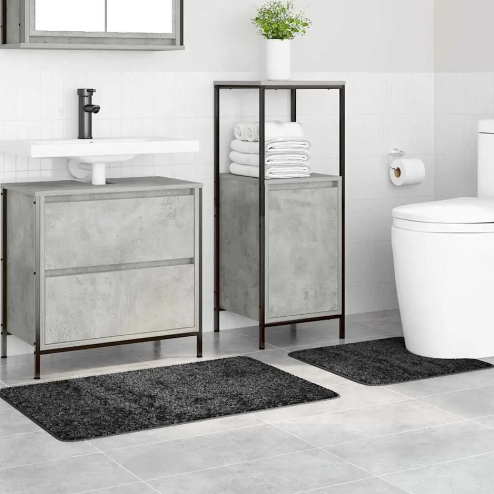 vidaXL Conjunto de alfombra de baño antideslizante 2 pcs Gris oscuro Outlet