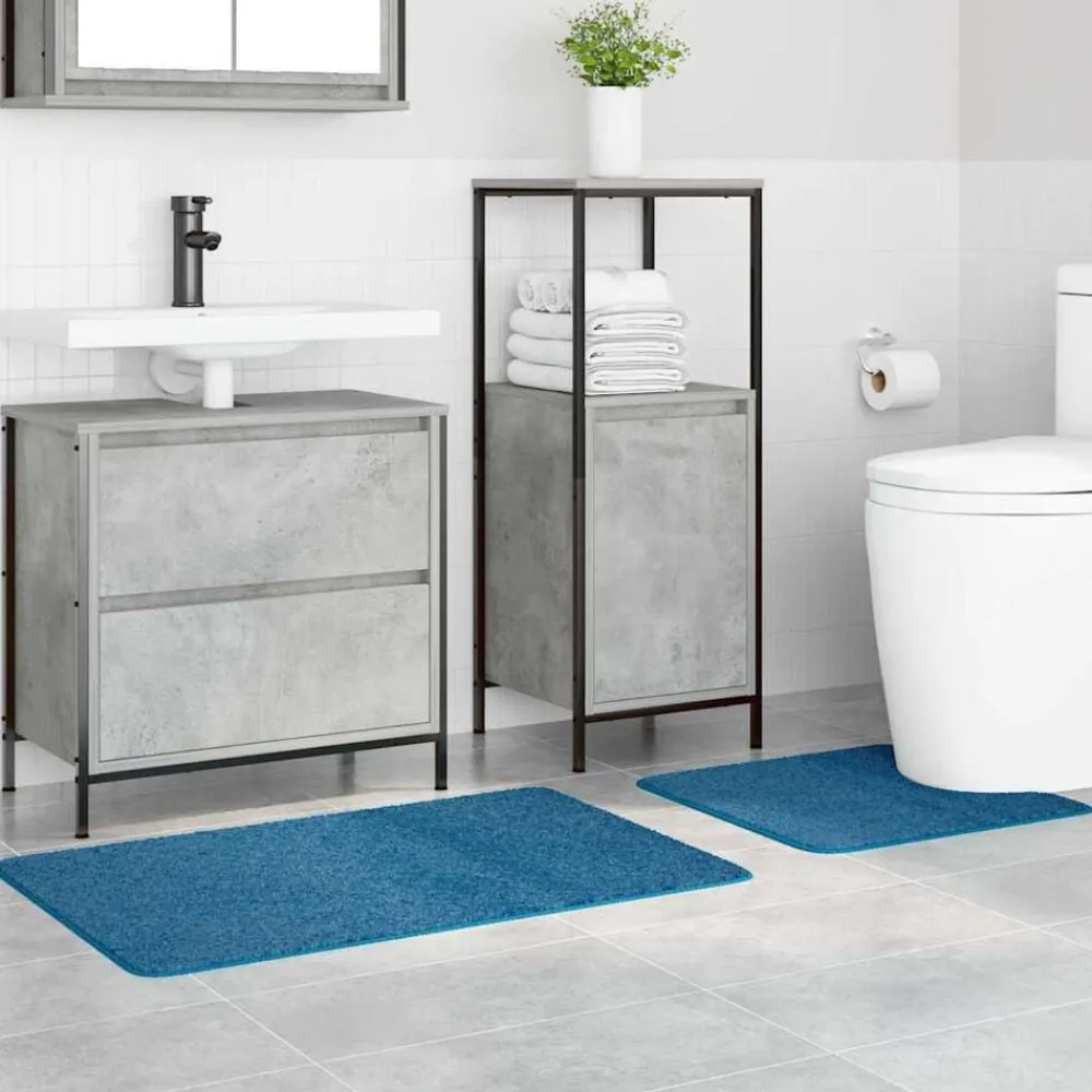 vidaXL Conjunto de alfombra de baño antideslizante 2 pcs PP Azul Discount