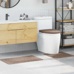 vidaXL Accesorios Para El Baño-Conjunto de alfombra de baño antideslizante 3 pcs Marrón PP