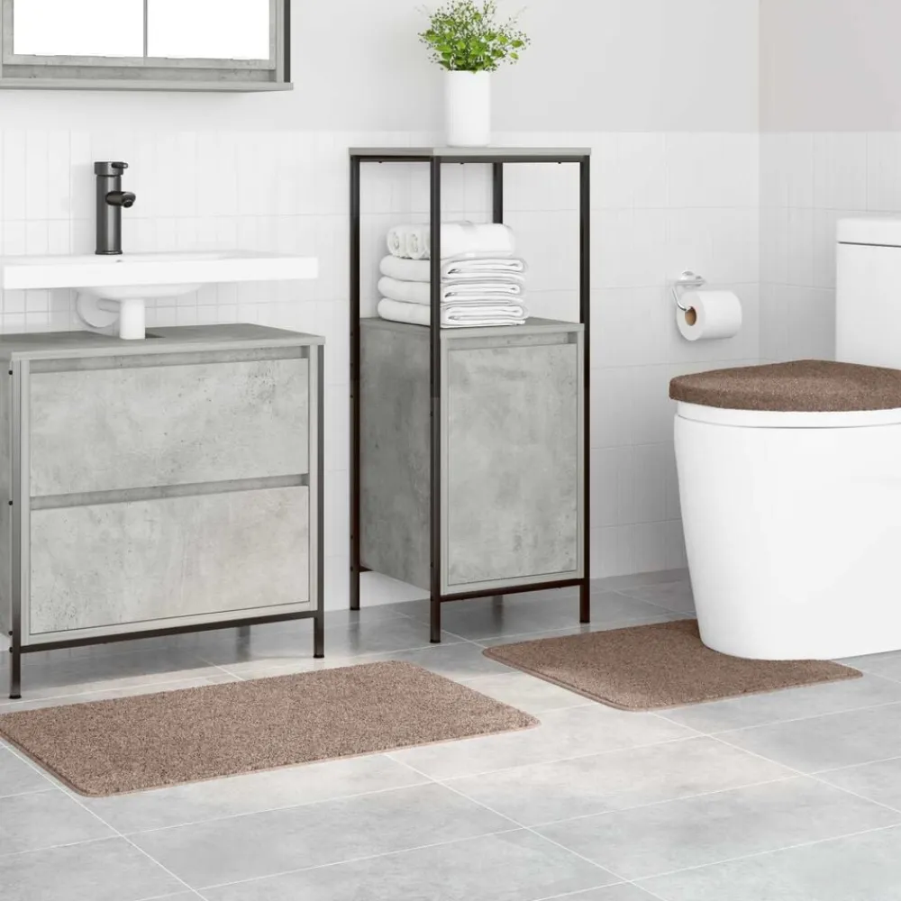 vidaXL Accesorios Para El Baño-Conjunto de alfombra de baño antideslizante 3 pcs Marrón PP