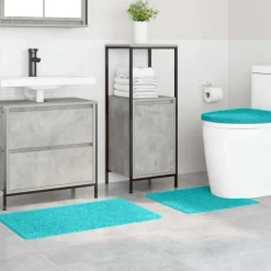 vidaXL Conjunto de alfombra de baño antideslizante 3 pcs PP Tuquesa Sale
