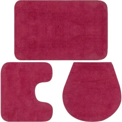 vidaXL Conjunto de alfombrillas de baño de tela 3 piezas fucsia Online